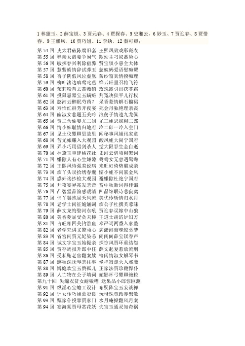 红楼梦回目