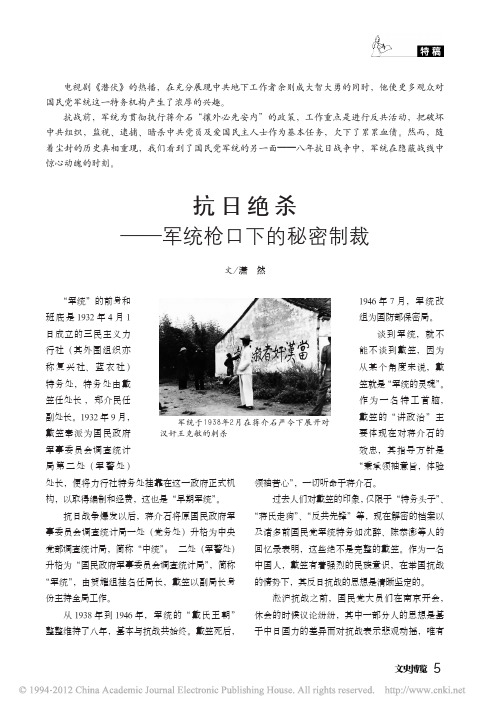 抗日绝杀_军统枪口下的秘密制裁