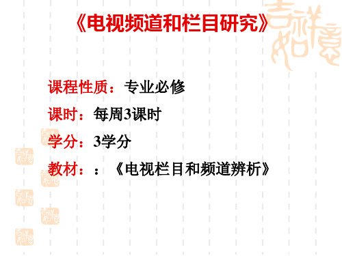 《电视栏目和频道辨析》完整版课件全套ppt教程