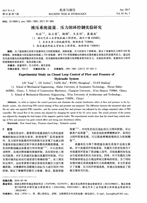 液压系统流量、压力闭环控制实验研究