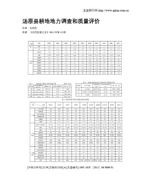 汤原县耕地地力调查和质量评价