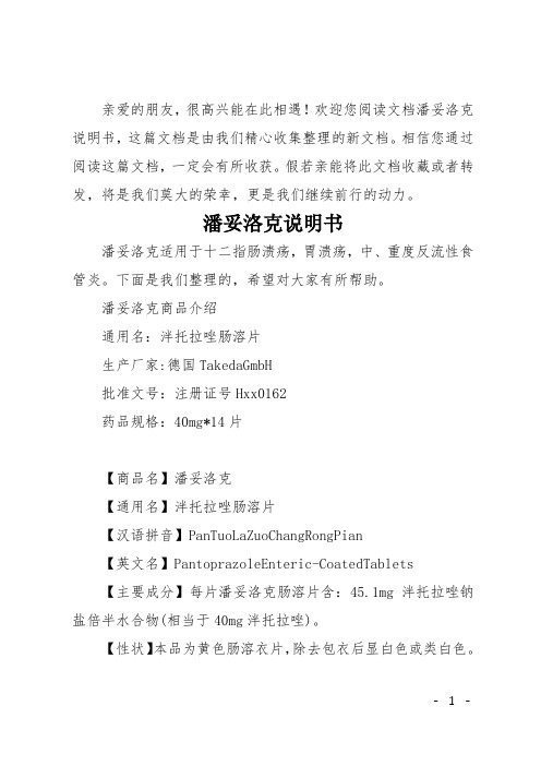 潘妥洛克说明书