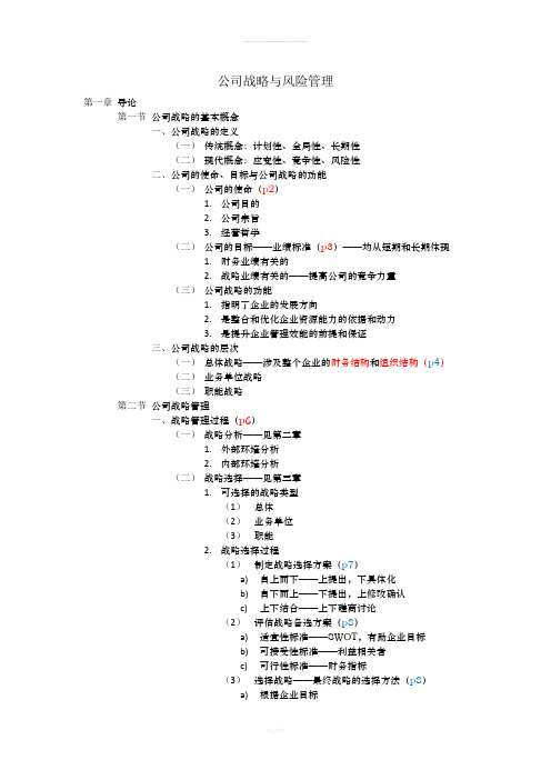 公司战略和风险管理目录和概念