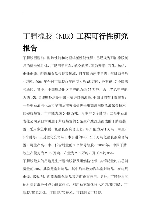 丁腈橡胶NBR项目可研性研究报告