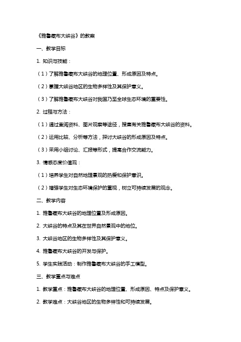 《雅鲁藏布大峡谷》的教案