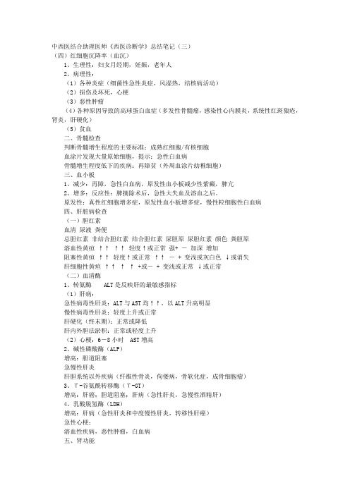 中西医结合助理医师《西医诊断学》总结笔记(三) 