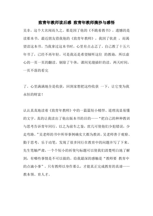 致青年教师读后感 致青年教师摘抄与感悟