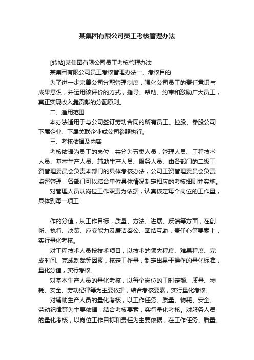 某集团有限公司员工考核管理办法