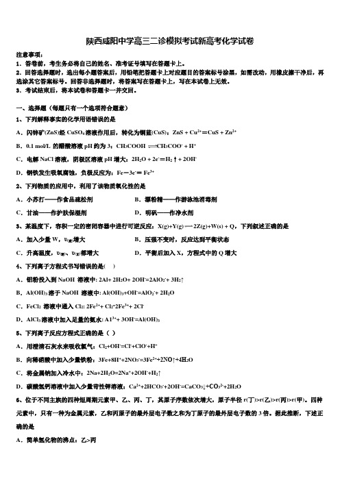 陕西咸阳中学高三二诊模拟考试新高考化学试卷及答案解析