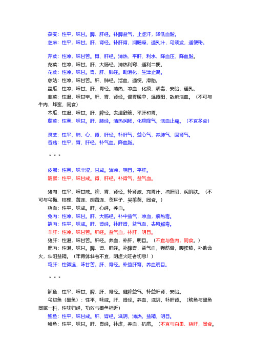 【免费下载】入肝经的食物