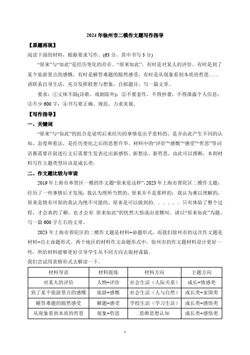 2024年徐州市二模作文题写作指导(附优秀作文)