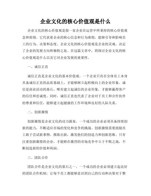 企业文化的核心价值观是什么