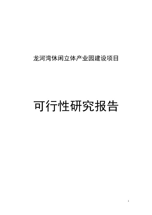 龙河湾休闲立体产业园建设项目可行性研究报告