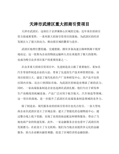 天津市武清区重大招商引资项目