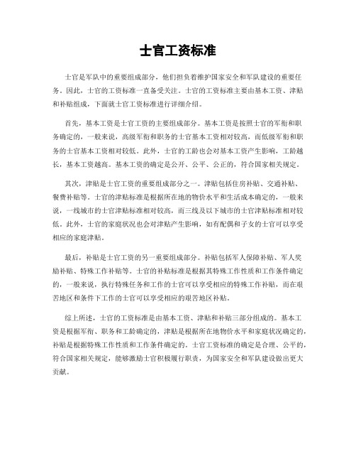 士官工资标准