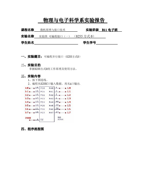 实验四可编程并行接口(8255方式0)