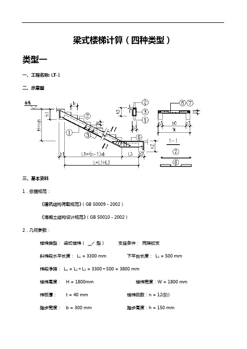 梁式楼梯计算(四种类型)