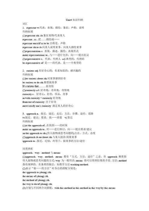高中英语必修四Unit4知识归纳