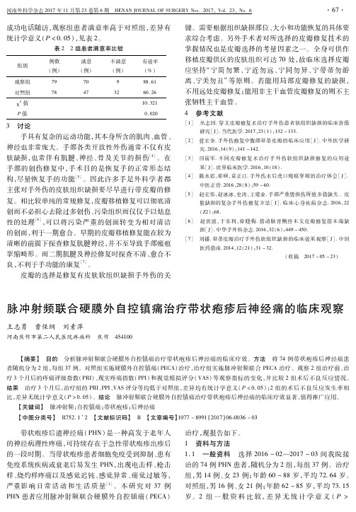 脉冲射频联合硬膜外自控镇痛治疗带状疱疹后神经痛的临床观察