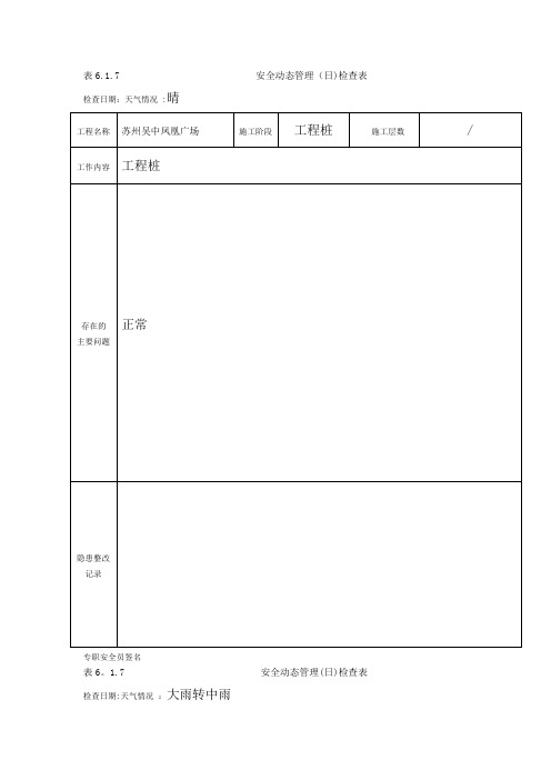 安全动态管理(日)检查表