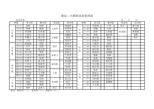 教研活动签到表