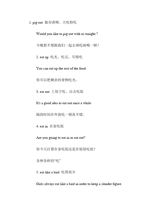 各种吃的英文表达方法