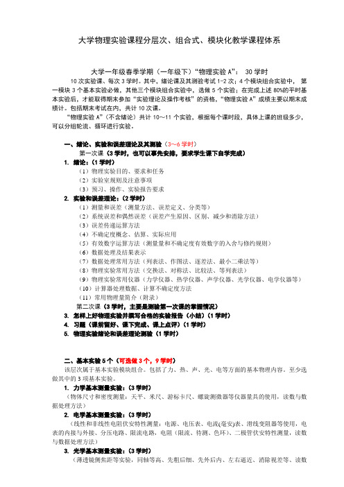 大学物理实验课程分层次、组合式、模块化教学课程体系