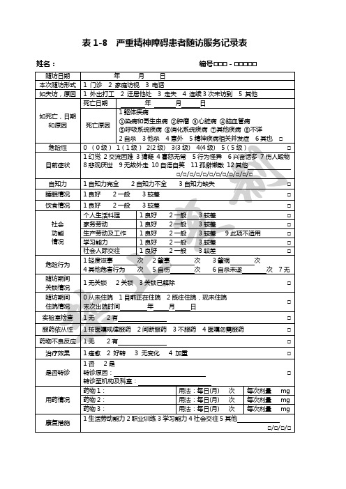 严重精神障碍患者随访服务记录表