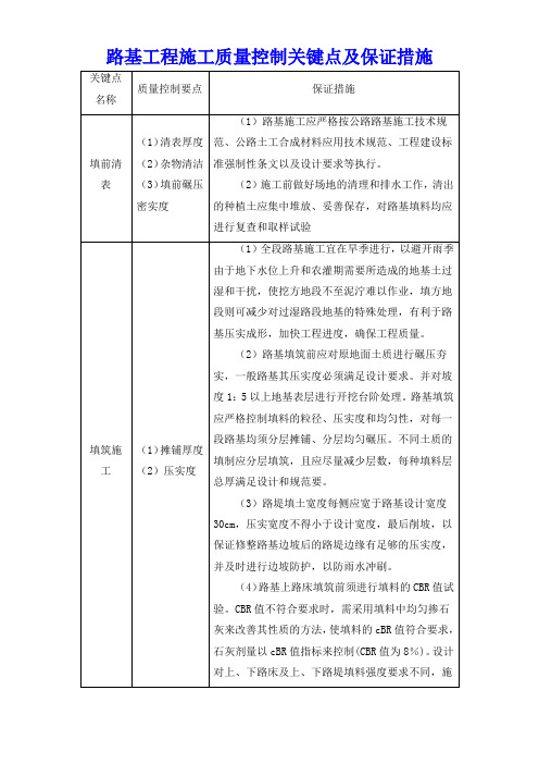 路基工程施工质量控制关键点及保证措施