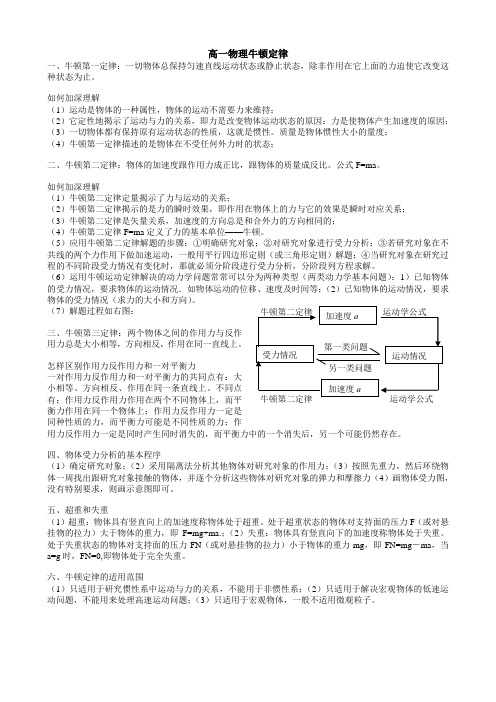 高一物理上册牛顿定律