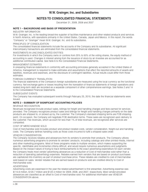 Notes to Consolidated Financial Statements and Financial Review