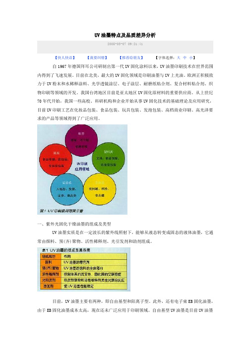 UV油墨特点及品质差异分析