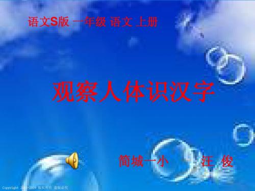 (语文S版)一年级语文上册课件 观察人体认汉字