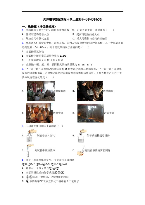 天津耀华嘉诚国际中学上册期中初三化学初三化学试卷