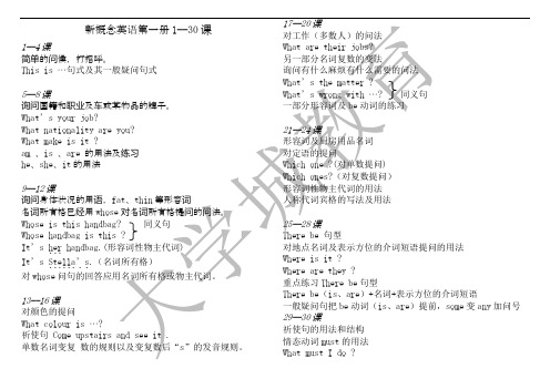 新概念英语1-30课主要内容