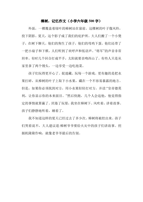 樟树,记忆作文(小学六年级500字).doc