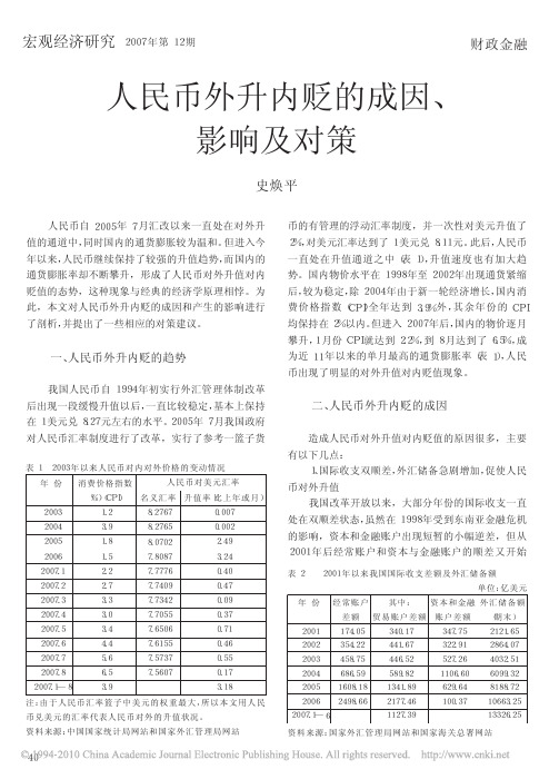 人民币外升内贬的成因_影响及对策