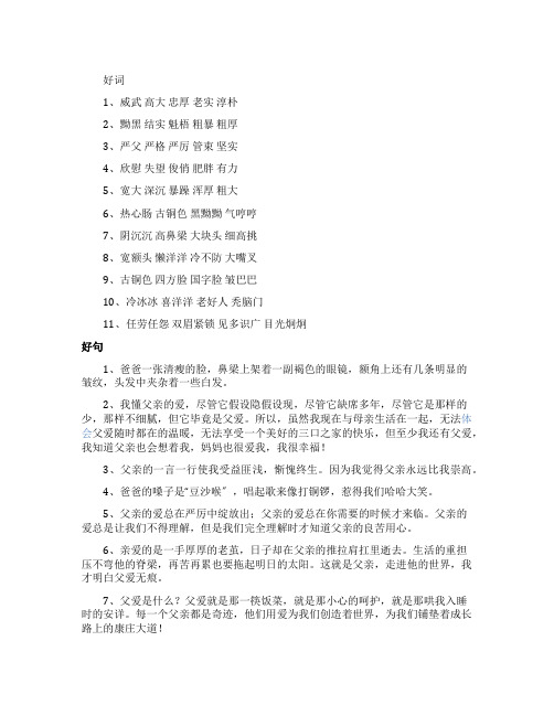 形容爸爸的好词好句