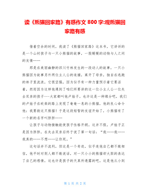 读《熊猫回家路》有感作文800字-观熊猫回家路有感