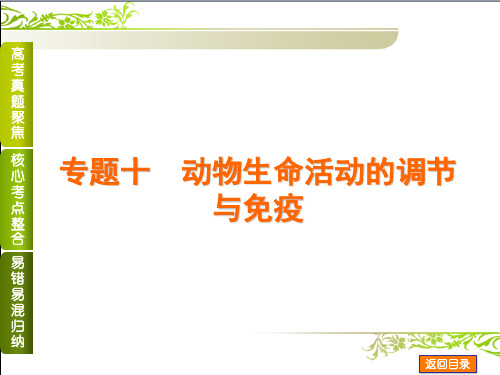 2014届高考生物二轮复习方案(浙江)：专题十 动物生命活动的调节与免疫