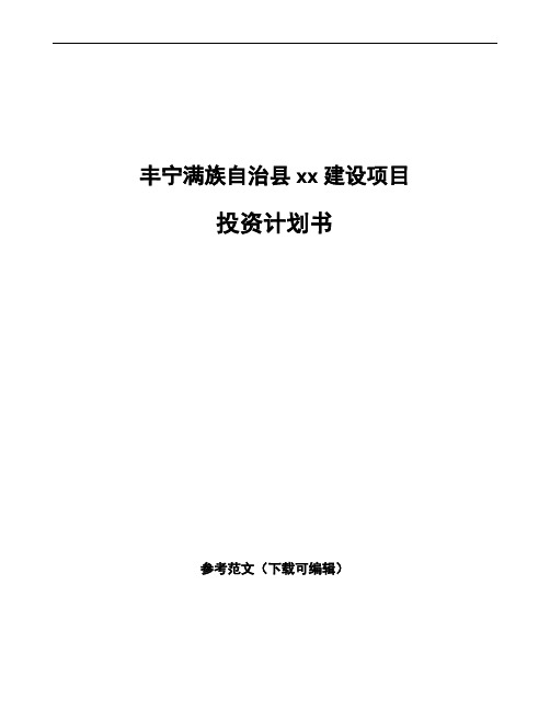 丰宁满族自治县项目投资计划书(实施方案)