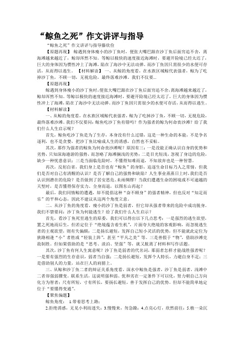重点名校高考作文备考--“鲸鱼之死”作文讲评与指导(精校完美打印版)