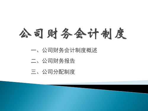 2013经济法 公司财务会计制度