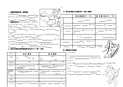 人教版八年级地理下册填图练习