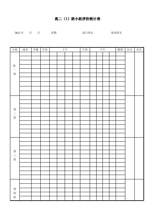 班级小组评价统计表
