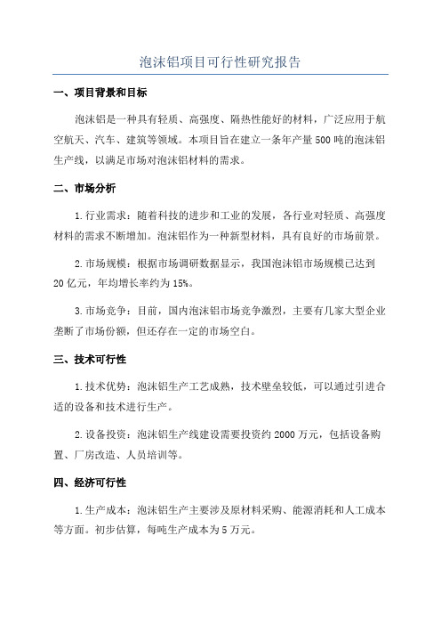 泡沫铝项目可行性研究报告