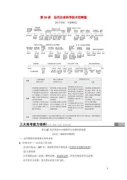 2020高考历史总复习 专题15第30讲 近代以来科学技术的辉煌学案 人民版