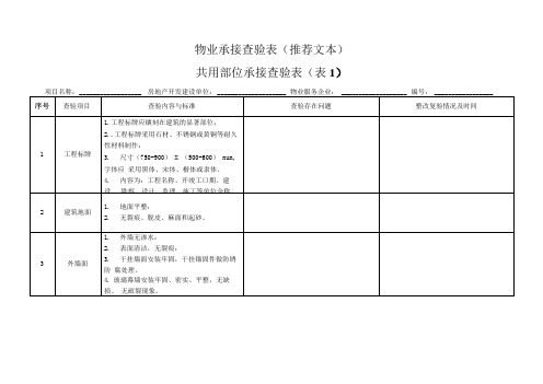 物业承接查验表(推荐文本)