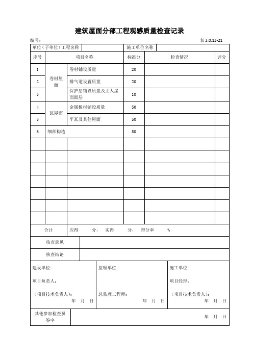 3建筑屋面分部工程观感质量检查记录