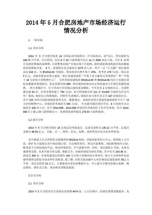 2014年5月合肥房地产市场经济运行情况分析